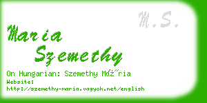 maria szemethy business card